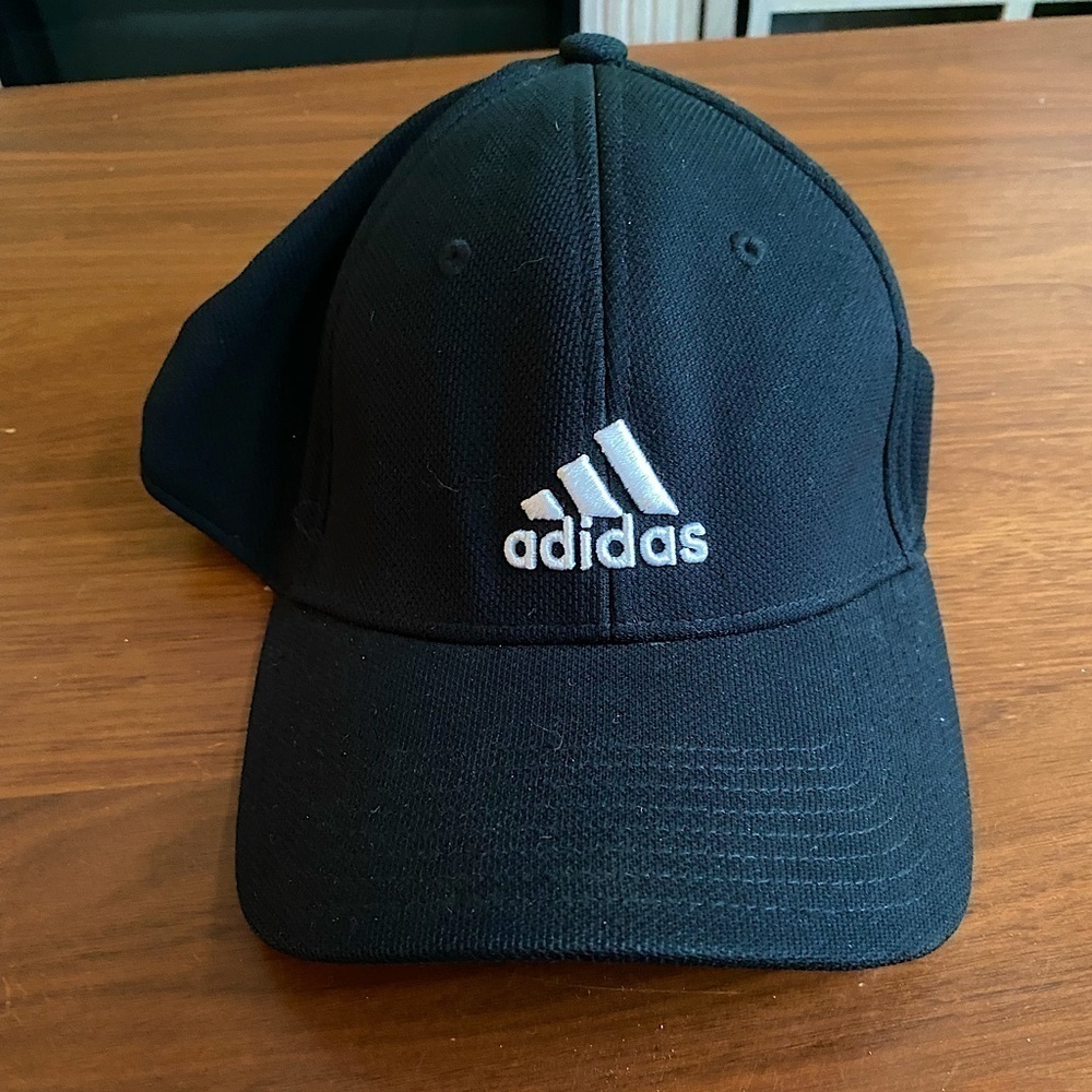 Classic Black Adidas Three Stripe Brand Climalite Hat